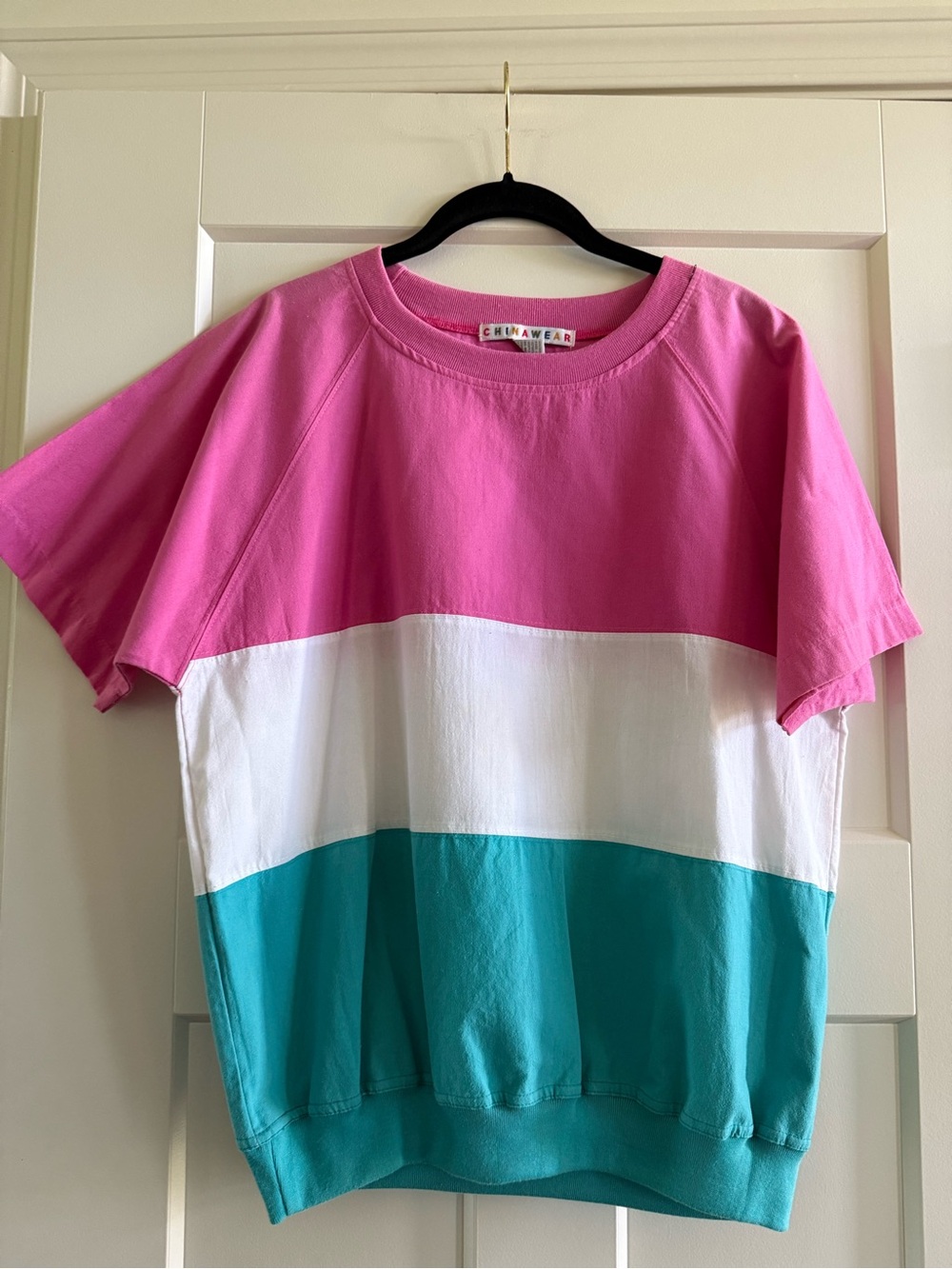 Girls Colorblock Pullover Sweatshirt - Pink, White & Teal